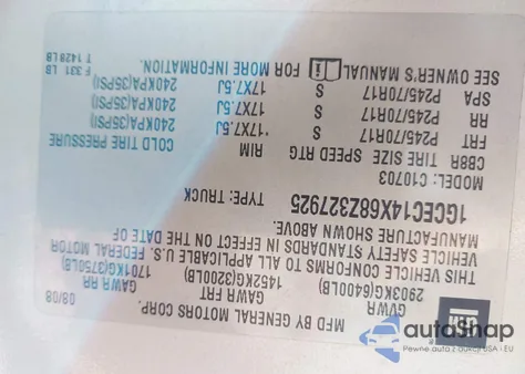 2008 Chevrolet Silverado 1500 Work Truck z USA, uszkodzony, nr VIN 1GCEC14X68Z327925